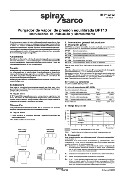 Trampa para vapor de presión equilibrada BPT13 - Spirax Sarco
