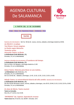 AGENDA CULTURAL De SALAMANCA - Cáritas Diocesana de