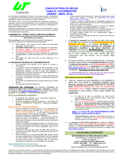 Convocatoria Becas Académicas Enero-Abril 2015 - Universidad