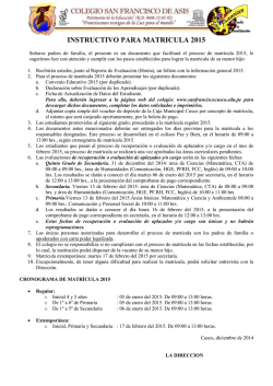 instructivo para matricula 2015 - Colegio San Francisco de As&iacute;s