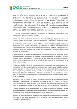Resolución de 26 de junio de 2014, de la Comisión de Urbanismo y