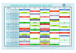 HORARIO AA.DD. TEMPORADA 2014-2015