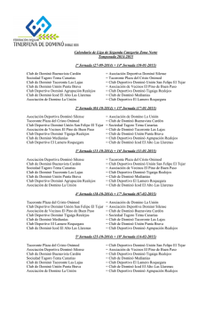 Calendario Segunda Categoría Zona Norte Temporada 2014-2015