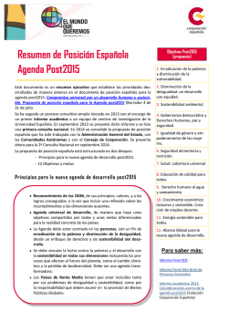 Resumen de Posición Española Agenda Post2015
