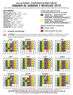 HORARIO DE SANIDAD Y RECICLAJE 2015
