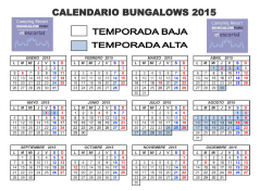 CALENDARIO BUNGALOWS 2015