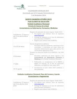 Calendario Escolar Nuevo Ingreso 2015 Licenciaturas e Ingenierias