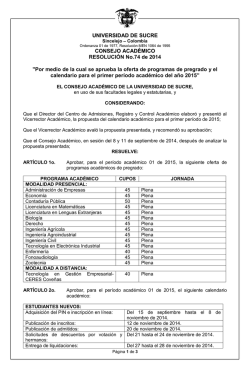 Calendario Acad&eacute;mico 2015-I