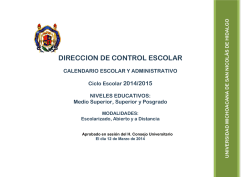 calendario - Universidad Michoacana de San Nicol&aacute;s de Hidalgo