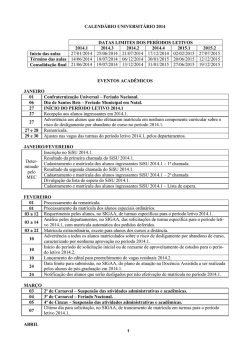 Calend&aacute;rio Acad&ecirc;mico