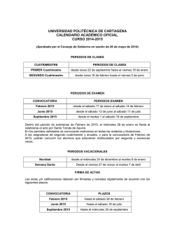 Calendario Académico - Universidad Politécnica de Cartagena
