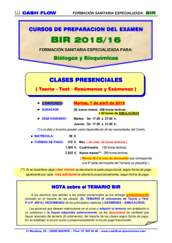 BIR 2015/16 - CashFlow