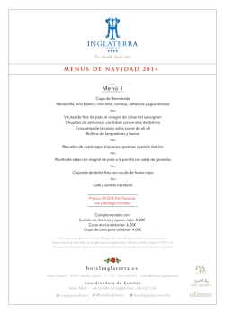 Men&uacute;s de Navidad 2014-2015 ESPA&Ntilde;OL. Hotel Inglaterra