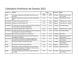 Calendario Preliminar de Eventos 2015