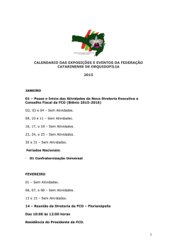 1 CALENDARIO DAS EXPOSI&Ccedil;&Otilde;ES E EVENTOS DA FEDERA&Ccedil;&Atilde;O