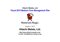 Fiscal 2015 Medium-Term Management Plan
