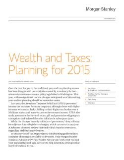 Wealth and Taxes: Planning for 2015