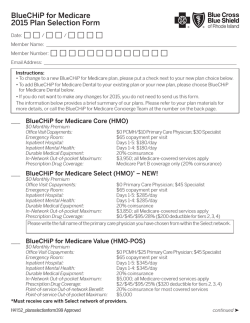 BlueCHiP for Medicare 2015 Plan Selection Form