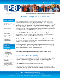 Benefit Changes for Plan Year 2015