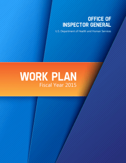 FY 2015) Work Plan - Office of Inspector General