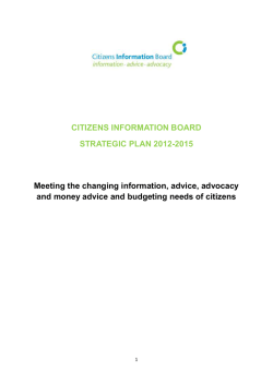 CITIZENS INFORMATION BOARD STRATEGIC PLAN 2012-2015