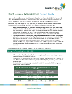 Health Insurance Options in 2015 | Fremont County