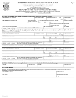 REQUEST TO CHANGE FEHB ENROLLMENT FOR 2015 PLAN