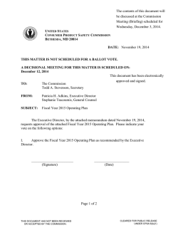 2015 Operating Plan - Vote Sheet