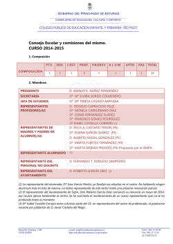 Consejo Escolar y comisiones del mismo. CURSO 2014-2015