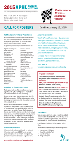 CALL FOR POSTERS - Association of Public Health Laboratories