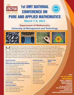 UNCPAM-2015 Poster - School of Science and Technology