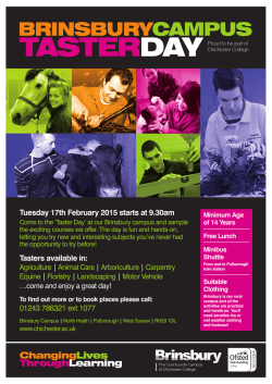 Brinsbury Taster Day A4 Poster (FEB 2015).indd