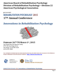 Rehabilitation Psychology 2015 Call for Proposals