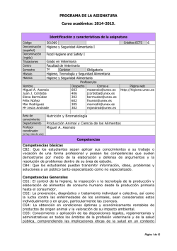 Programa 2014/2015 - Higiene de los Alimentos