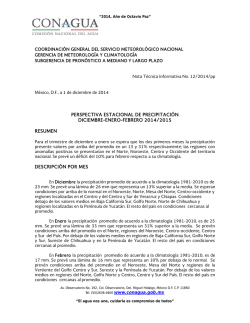 Nota técnica informativa - Servicio Meteorológico Nacional. México.