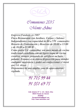 Consulta nuestros men&uacute;s especiales para Comuniones 2015.
