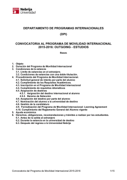Convocatoria al Programa de Movilidad Internacional (2015