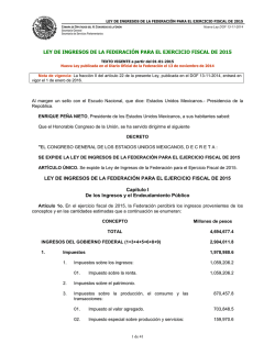 Ley de Ingresos de la Federación para el Ejercicio Fiscal de 2015