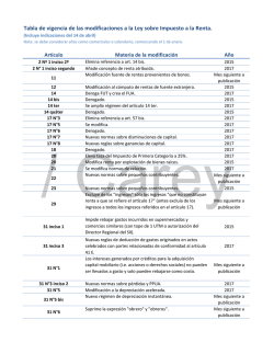 Tabla de vigencia de las modificaciones a la Ley sobre Impuesto a