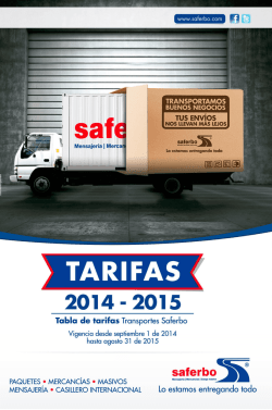 Tarifas Saferbo 2014 -2015