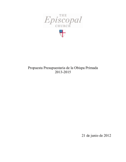 Propuesta Presupuestaria de la Obispa Primada 2013
