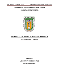 Lic. Bertha Cisneros Ruiz Propuesta de trabajo 2011 2015