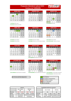 Propuesta Calendario Laboral 2015 Festivos de TORREJÓN
