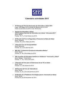 Calendario actividades 2015