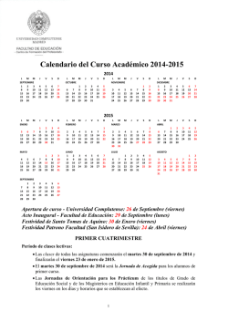Calendario del Curso Académico 2014-2015
