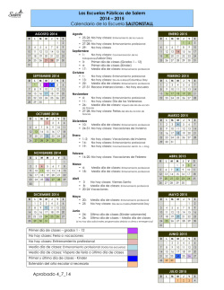 Las Escuelas Públicas de Salem 2014 – 2015 Calendario de la