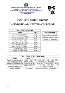 ANNO SCOLASTICO 2014/2015 CALENDARIO delle