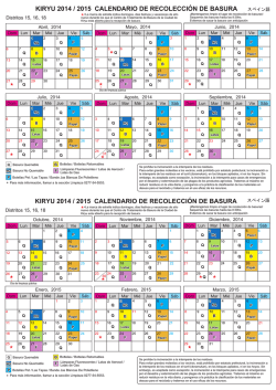 kiryu 2014 / 2015 calendario de recolección de basura kiryu 2014