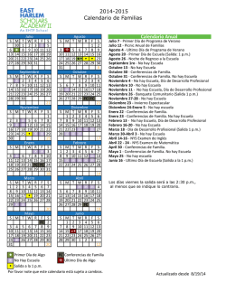 2014-2015 Calendario de Familias Calendario Anual