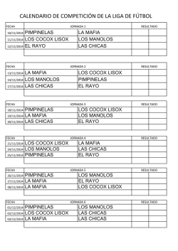 calendario de competici&oacute;n de la liga de f&uacute;tbol
